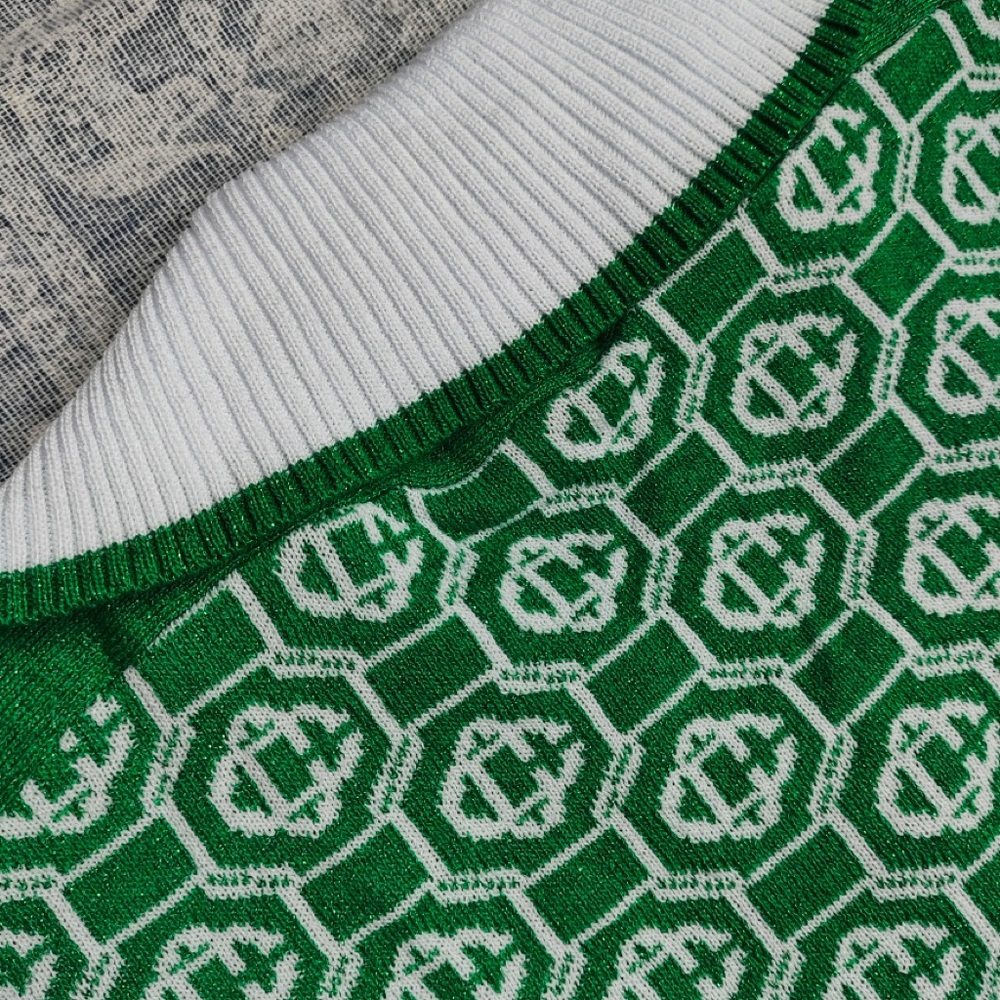 Cassette Club Green Geometric Knit Polo with White Trim - Picture 7 of 7